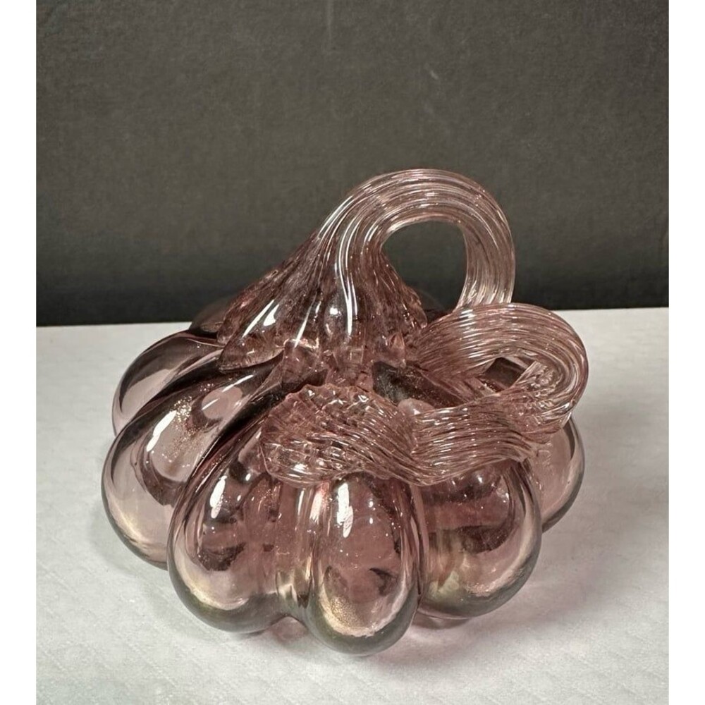 Hand-Blown Glass Pumpkin Decor – Elegant Amethyst Fall Harvest